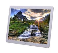 Digital Photo Frames 15 Inch Multi-function Electronic Album Wall Hanging Advertising Machine 1280 × 800 Resolution Black and White Photo Frame Slide Show Timing Switch Music Video Playback (White 1