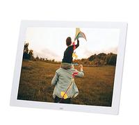 Digital Photo Picture Frame 15 inch Portable HD LED Screen Photo/Music/Video/Movie Player Calendar Alarm with Remote Control and Bracket (White)