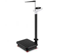 Digital Physician Scale with Height Pole, LCD Display and High-Precision Sensor, 70-190 cm Height Range, 180 kg Capacity, Black