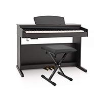 Digital Piano DP-10X by Gear4music with Adjustable Bench Matte Black | 88 hammer-action keys with 3 pedals, metronome and 55 demo songs, 2x15W speakers, sturdy stand with dust cover