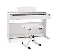 Digital Piano DP-10X by Gear4music with Adjustable Bench White | 88 Hammer-Action Keys with 3 Pedals and 24 Voices, Metronome and 55 Demo Songs, Adjustable Bench, Retractable Dust Cover