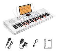 Digital Piano Keyboard,Piano Keyboard 61 Mini Lighted Key Portable Electric Piano for Beginners with 3 Teaching Modes/Microphone/Adapter/Manual,Suit for Kids/Adult/Beginners
