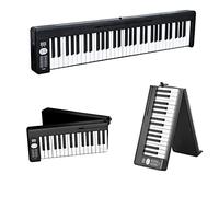 Digital Piano,Portable 61 Keys Digital Piano with Wireless Bluetooth and Support App Intelligent Unction with Numerical Control Display/rechargeable Battery, for Beginner/Kids/Adul (black)