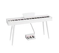 Digital Piano With 88 Hammer Action Weighted Keys Support USB-MIDI & Dual Headphones Electronic Piano For Beginners Professional With Music Stand, Triple Pedal(White)
