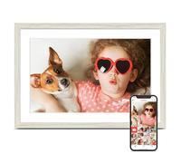 Digital Picture Frame, 10.1 inch Frameo Digital Frame WiFi, 1280 * 800 IPS HD Touchscreen, 32GB Storage, Instant Share Photo Video, Gifts for Mom, House Warming (10.1" Oyster White Woodgrain 32GB)