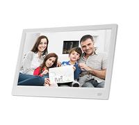 Digital Picture Frame, 15.6inch HD 1920x1080 Digital Photo Frame Album, Support Alarm clock/Timing switch/Calendar/Music player, Multi-functional Electronic Album, with Remote Control(White) Double