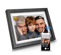 Digital Picture Frame 32G WiFi - 10 inch Digital Photo Frame with Motion Sensor. Free App Share Photos and Videos with Touch Screen and Delicate Wood Frame by FLYAMAPIRIT
