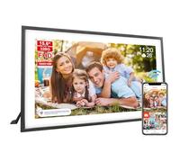 Digital Picture Frame,Frameo 15.6 Inch Large Digital Photo Frame,Built-in 32GB Storage,1920 * 1080 IPS HD Touch Screen,Tabletop&Wall-Mounted,Share Photos and Videos via Free App(White & Black Shell)