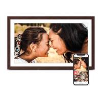 Digital Picture Frame, Frameo 15.6 inch Large Digital Photo Frame WiFi, 1920 * 1080 IPS FHD Touchscreen, 32GB Storage, Instant Share Photo Video, Gift for Mom (15.6'' Black Walnut Woodgrain 32GB)