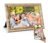 Digital Picture Frame WiFi Send Photos from anywhere16GB Storage Smooth System 10.1inch 1280x800 IPS Touch Screen Wood Light Color