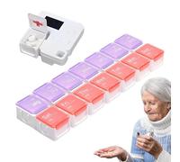 Digital Pill Box - Electronic Organizer, Weekly Medicine Case, 14 Compartment Storage with Secure Lid | Portable Dispenser for Supplements Medication