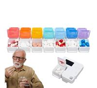 Digital Pill Box - Electronic Pill Dispenser Reminder, 14 Compartments, Portable Weekly Pill Boxes | Fish Oil Supplements Medicine Organizer Home Travel Useful
