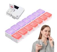 Digital Pill Box - Electronic Pill Dispenser Reminder, 14 Compartments Portable Weekly Pill Cases | for Fish Oil, Supplements, Medicines, Smart Medication Management & Reminder System, Programmable