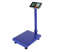 Digital Platform Scale, 300kg Capacity, LCD Display with Backlight, Blue Commercial Weighing Scale, Rechargeable Battery