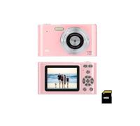 Digital Pocket Camera with 16X Zoom, 64GB Memory, FHD 1080P, Anti Shake - Compact Small Camera Gift for Boys Girls Kids (Pink)