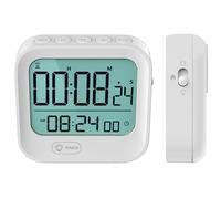 Digital Pomodoro Timer, Backlight, Vibration Alarm Clock, Magnetic, Countdown & Count-up, Loud & Silent & Vibrate, AAA Battery Operated, 12/24H Time, Table Standing & Magnet Suction, White