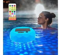 Digital Pool Thermometer Floating Easy Read, Solar Pool Light with Extra-Large Screen Temperature Thermometer, Colorful Light, IP68 Waterproof LED Lighting Decor for Hot Tub Garden Party