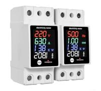 Digital Power Meter 2 Units Ac30-400v Range 630 Current Din Rail Installation Voltmeter With High Precision Display For Residential Commercial Building Energy Management