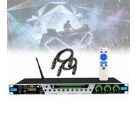 Digital Pre-Stage Effector Karaoke Mixer with 7 Light Rhythms, Bluetooth/USB/Fiber/Coaxial Input, Anti-howling Audio Processor for Professional Performance