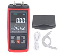 Digital Pressure Manometer with Data Recording, High Accuracy Differential Pressure Gauge for Gas Systems, ±4KPa Dual Port Air Pressure Tester with Backlight LCD for Metal