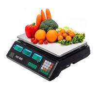 Digital Price Computing Scale, 40kg, LCD Display, Stainless Steel Platform, Rechargeable, for Shop, Market, Deli, Meat and Fruit (Silver & Black)