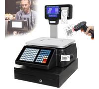 Digital Price Computing Scale 66LB - Commercial Deli Meat Scale with 2-Roll Label Barcode Printer for Retail Price Calculation