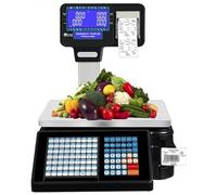 Digital Price Computing Scale Commercial Barcode Weighing Scales with Label Printing, 63 Shortcut Keys, Dual Display - Ideal for Supermarket, Retail Store, Warehouse