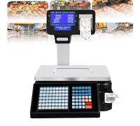 Digital Price Computing Scale Commercial Label Thermal Printer, Label Printing Pole Display with Vertical Pole, Double Side LCD Display for Food Meat Produce Weight Scale