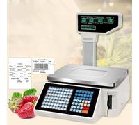 Digital Price Computing Scale Dual Display Counting Cash Register Label Printing Scales, 30Kg Barcode Scales,with CashBox ＆ Scanner,for Supermarket/Retail,A