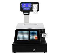 Digital Price Computing Scale Electronic 2roll Label Thermal Printer, Label Printing Pole Display with Vertical Pole, Double Side LCD Display for Food Meat Produce Weight C