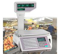 Digital Price Computing Scale Electronic Commercial Supermarket Fruit Cash Register with Label Printer, Deli Counting Weight Platform Scale