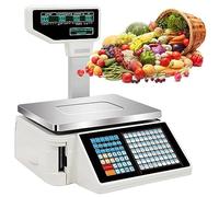 Digital Price Computing Scale Electronic Commercial with Thermal Label Printer, Weight with Pole Display, for Food Retail Store, Supermarket,A-15KG