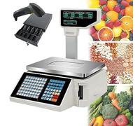 Digital Price Computing Scale Electronic Label Printing with Thermal Label Printer, Commercial for Food Retail Store, Supermarket, Product Package Scales LCD Display 66lb Capacity,B