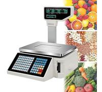 Digital Price Computing Scale Electronic Label Printing with Thermal Label Printer, Commercial for Food Retail Store, Supermarket, Product Package Scales LCD Display 66lb Capacity,A