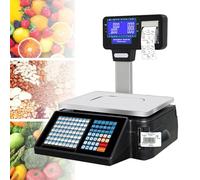 Digital Price Computing Scale Label Printing 6kg 15kg 30kg Capacity Commercial, Double-Sided LED Display + 63 Shortcut Keys, Electronics Barcode Cash Register