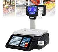 Digital Price Computing Scale Label Printing Pole Display, Commercial Counting Scales, Electronics Double-Sided Display, 6kg/15kg/30kg Capacity for Supermarket Trade/Retail Store
