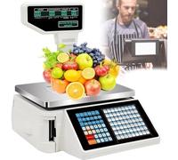 Digital Price Computing Scale Thermal Printer,Commercial Double-Sided Display Price Label Printing Scale Electronics Scale Cash Register For Supermarket