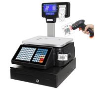 Digital Price Computing Scale Thermal Printer, Commercial Sided Display Price Label Printing Scale 30Kg/66Lbs Capacity Electronics Barcode Printer,Machine,Machine+CashBox