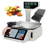 Digital Price Computing Scale with Pole Display and Label Printer, High Accuracy Pricing Scale for Supermarkets, Weight Capacity 15/30kg, Ideal for Trade