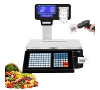 Digital Price Computing Scale with Thermal Label Printer - Electronic Weight Scale for Supermarket Retail Outlet Food Machine & Scanner