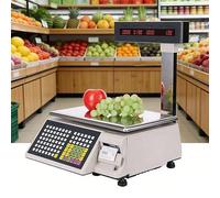 Digital Price Label Printing Scale, Barcode Counting/Weighing Scale, LCD Dual Display, Weighs up to 66lb/30kg for Fruit, Vegetable, and Meat