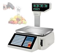 Digital Price Label Printing Scale, Barcode Scale Cash Register, Double-sided LCD Display for Supermarket Retail Store Warehouse Weighing