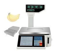 Digital Price Label Printing Scale, Barcode Scale Cash Register, Double-sided LCD Display for Supermarket Retail Store Warehouse Weighing