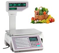Digital Price Label Printing Scale, Dual LCD Display, 30kg Counting/Weighing Scale for Fruit, Vegetable, Meat