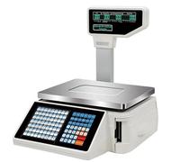 Digital Price Label Printing Scale, Electronic Barcode Weighing Scale with Receipt Printer, Commercial Double-Sided LCD Display, 63 Shortcut Keys for Shop Use