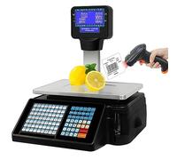 Digital Price Label Printing Scale - Electronic Thermal Printer with Double-Sided LCD Display, 30kg/60lbs, Ideal for Commercial Supermarkets and Stores