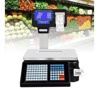 Digital Price Label Printing Scale, Electronics Barcode Cash for Supermarket Convenience Store, Double-Sided LCD Display, Computing Thermal Printer