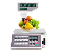 Digital Price Label Printing Scale, Electronics Barcode Scale Cash Register for Supermarket Convenience Store, 30kg Double-Sided LCD Display, Digital Price Computing Scale Thermal Printer