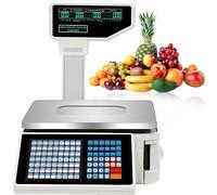 Digital Price Label Printing Scale/Price Computing Scale Commercial Digital Counting Scales with Pole Display and Label Printer, Digital Price Label Printing Scale for Supermarket Trade 15/30kg
