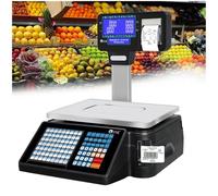 Digital Price Label Printing Scale with Barcode Function, Electronic Cash Register for Retail, Double-sided LCD Display for Easy Reading, Commercial Use